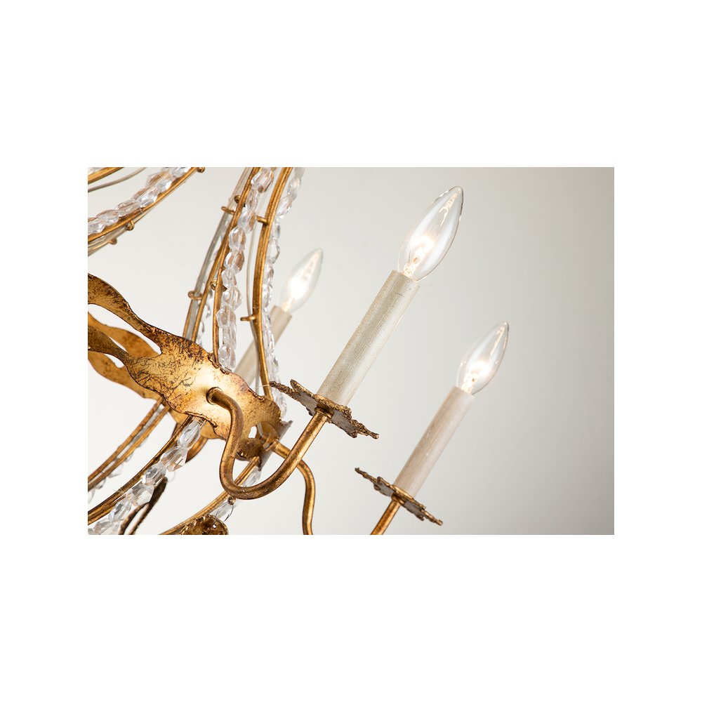 Monteleone 6 Light Chandelier in Antique Gold. Picture 3