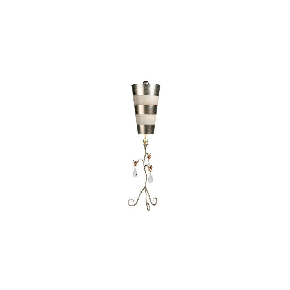 Tivoli Shabby Chic Distressed Silver Buffet Table Lamp Inverted Striped Shade. Picture 1