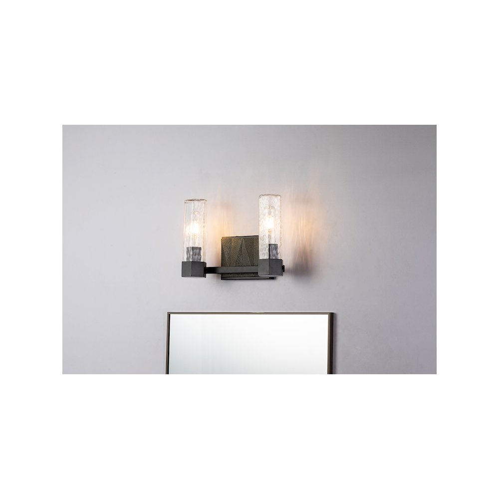 Novarre 2 Light Bath Vanity In Black And Grey. Picture 2