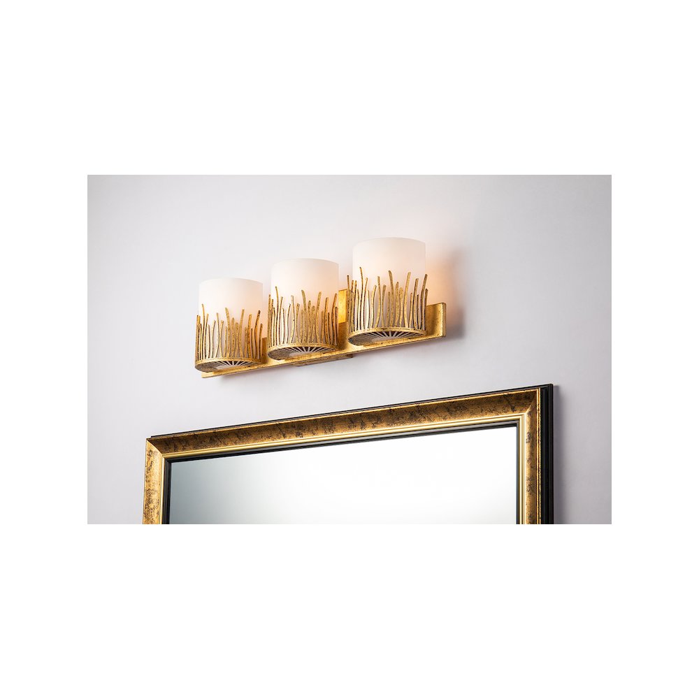 Sawgrass 3 Light Vanity In Distressed Gold. Picture 2