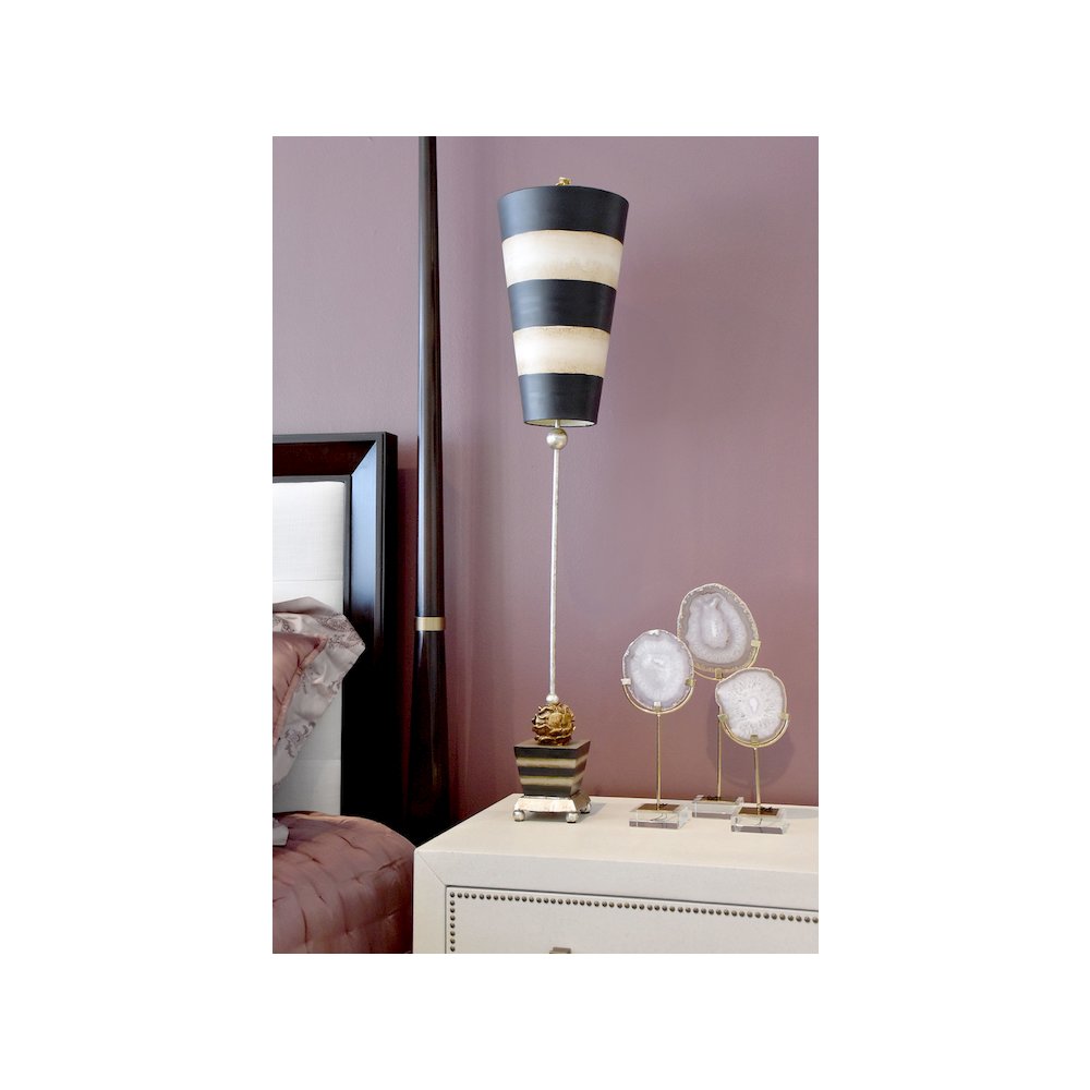 Flower Inspired Peony Buffet Table Lamp By Lucas McKearn Striped. Picture 2