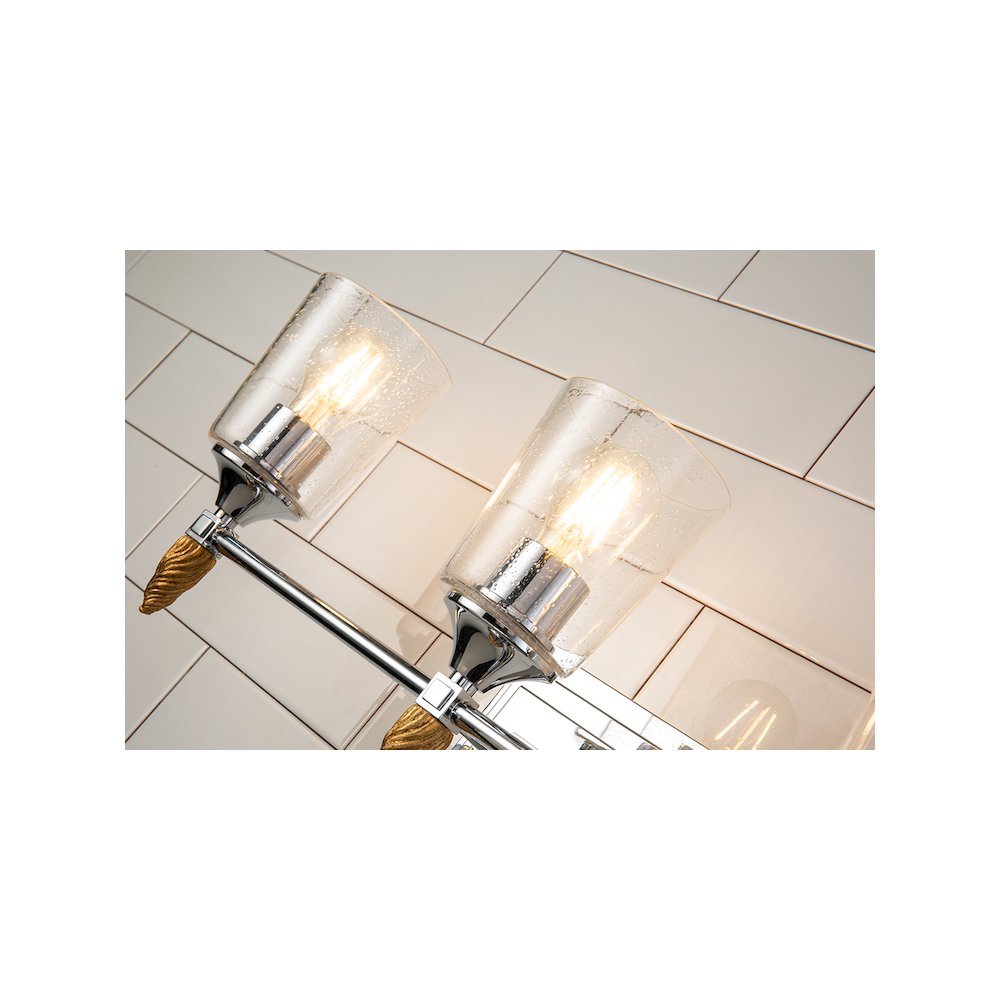Vetiver 3 Light Vanity Light in Polished Chrome with Gold Accent. Picture 2