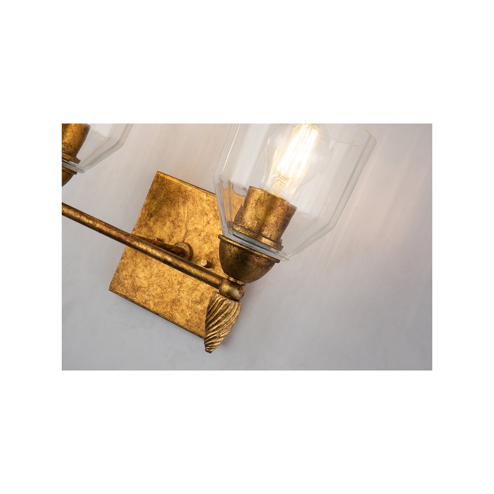 Felice 2 Light Vanity Light In Gold. Picture 2