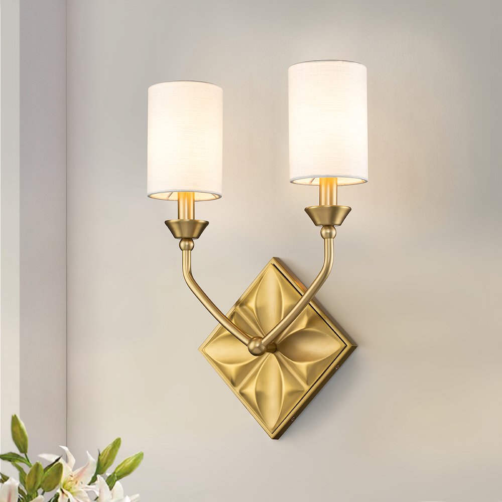 Epsilon 2 Light Sconce in Aged Brass. Picture 3