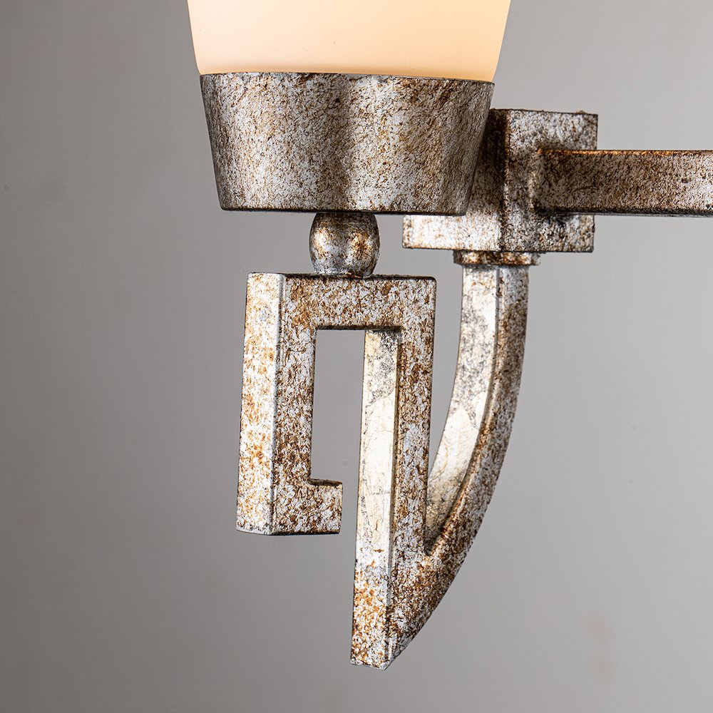 Lemuria 3 Light Bath Bar in Silver Leaf. Picture 2