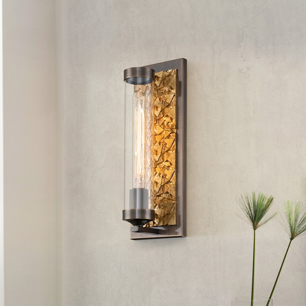 Elysian 1 Light Sconce in Dark Bronze & Gold Leaf. Picture 3