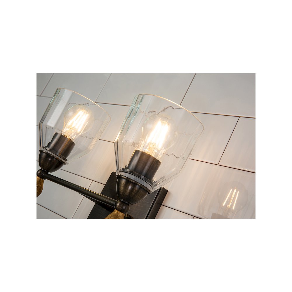 Felice 2 Light Vanity Light In Dark Bronze With Gold Accents. Picture 3