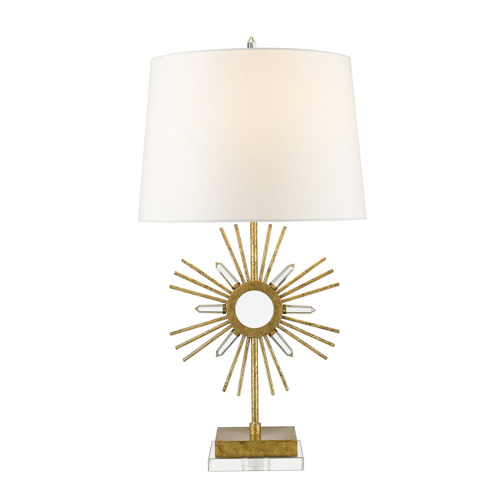 Sun King Buffet Table Lamp in Distressed Gold and Crystal By Lucas McKearn. Picture 1