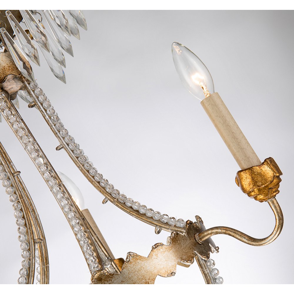 Louis 3 Light Gold and Silver Empire Chandelier. Picture 3