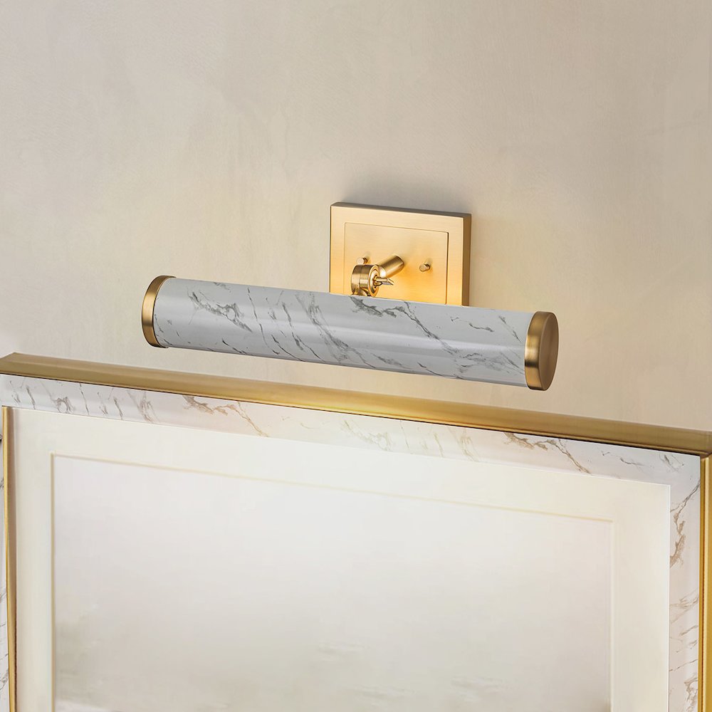 Coates Medium Picture Light in Carrera Stone. Picture 5