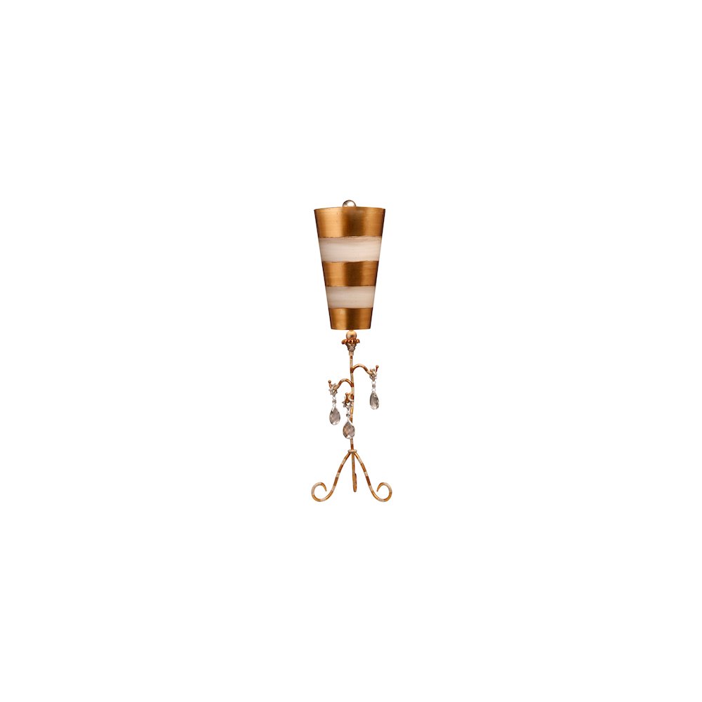 Tivoli Shabby Chic Distressed Gold Buffet Table Lamp Inverted Striped Shade. Picture 1