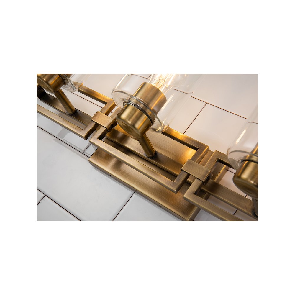 Estes 3 Light Bath Vanity In Aged Brass. Picture 4