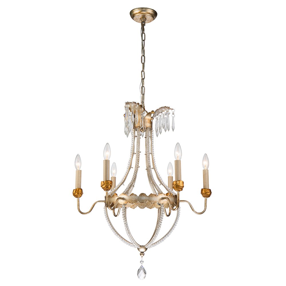 Monteleone 3 Light Chandelier in Antique Gold. Picture 2