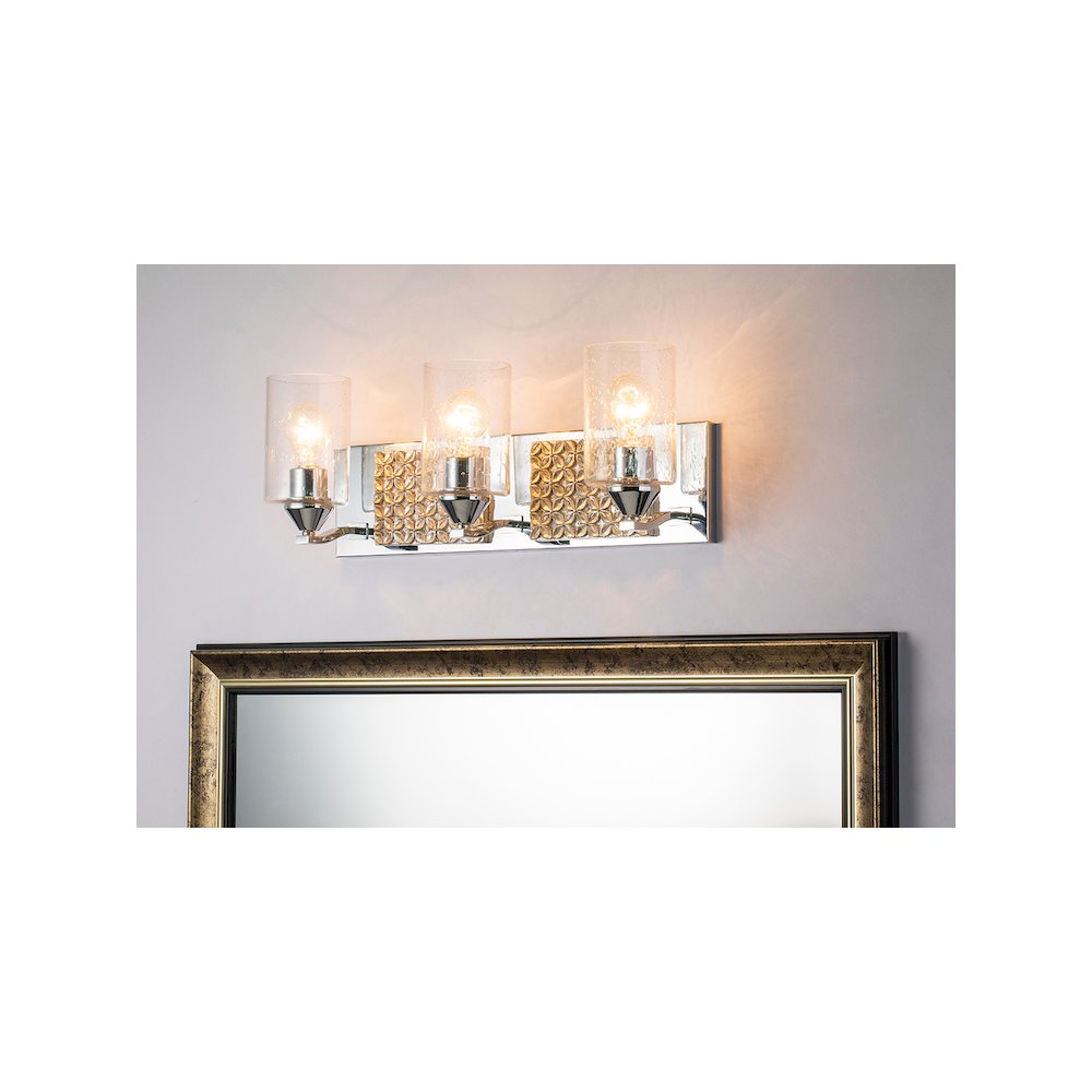 Arcadia 3 Light Bath Bar in Polished Chrome and Silver. Picture 2