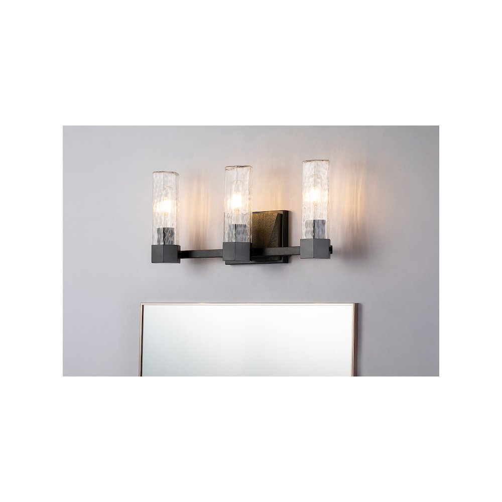 Novarre 3 Light Bath Vanity In Grey And Black. Picture 2