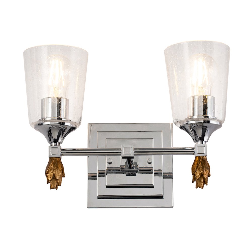 Vetiver 2 Light Vanity Light in Polished Chrome with Gold Accent. Picture 1