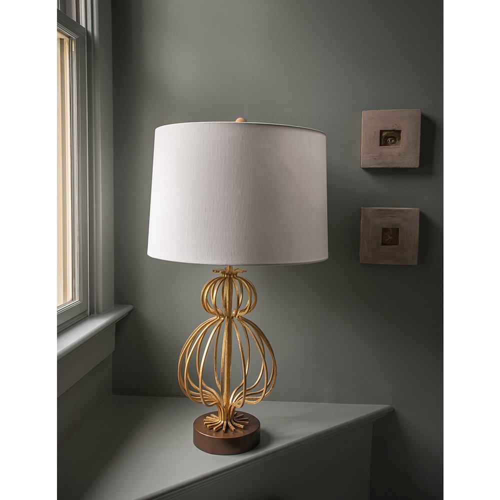 Lafitte Distressed Buffet  Table Lamp with White Fabric Drum shade. Picture 2