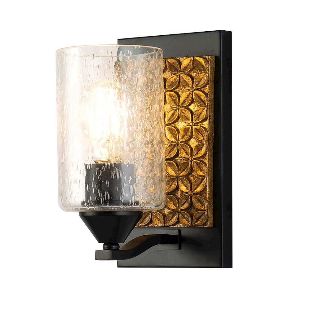 Arcadia 1 Light Wall Sconce in Matte Black and Gold. Picture 1