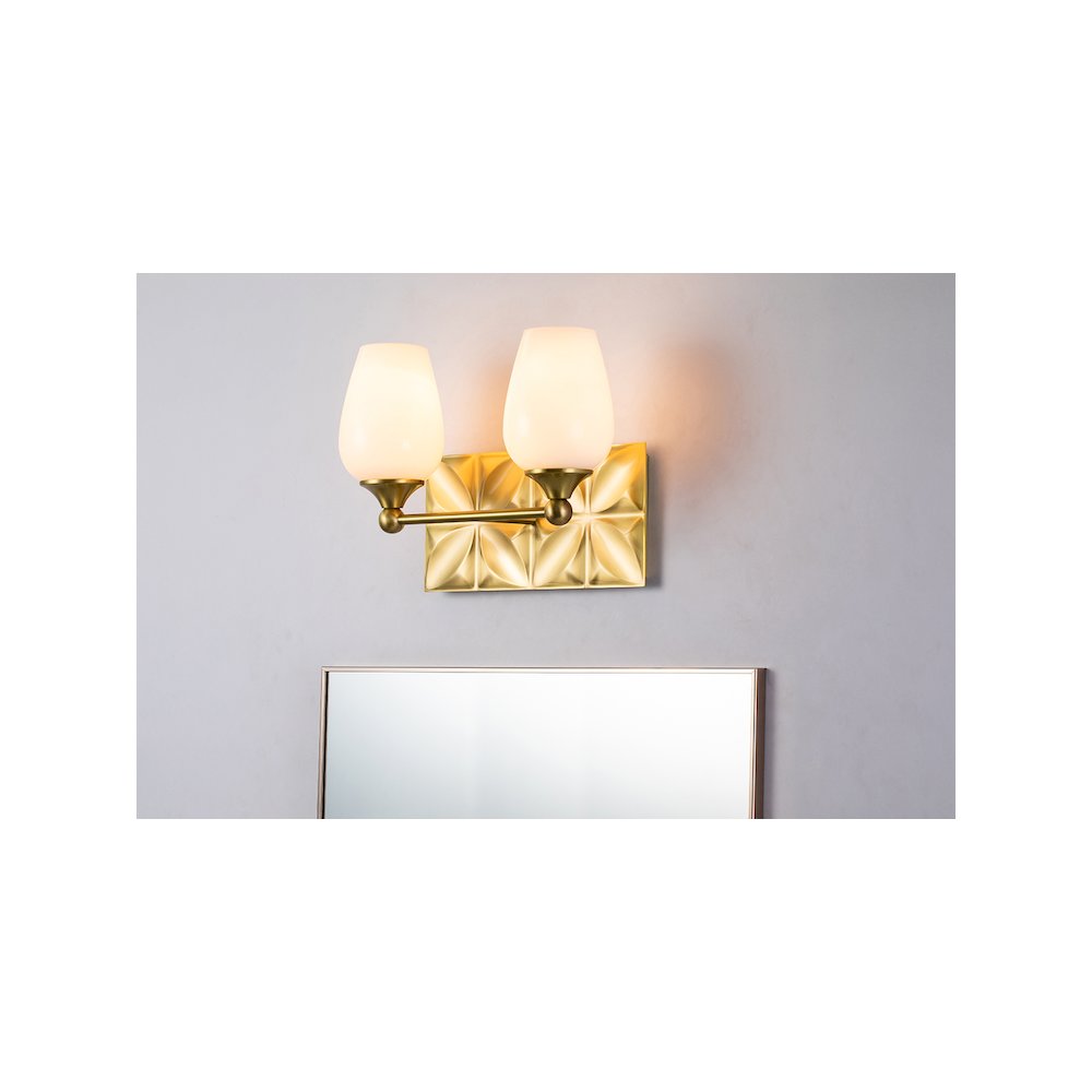 Epsilon Modern 2 Light Bath Vanity in Aged Gold Brass. Picture 2