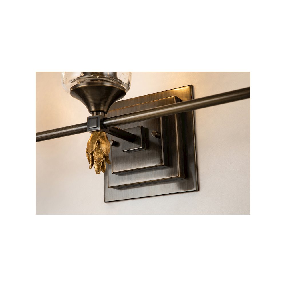 Vetiver 3 Light Bath Vanity Light In Dark Bronze With Gold Accents. Picture 2
