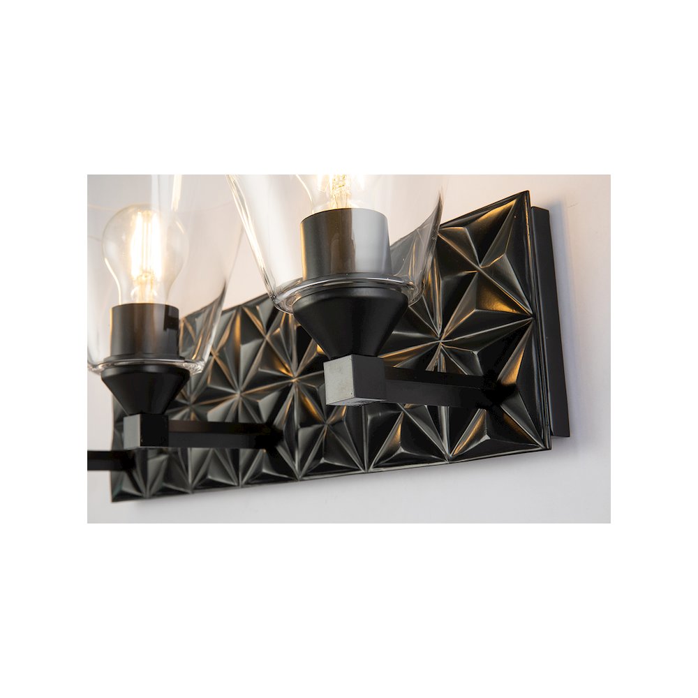 Alpha 3 Light Vanity Light With Glass in Matte Black. Picture 4