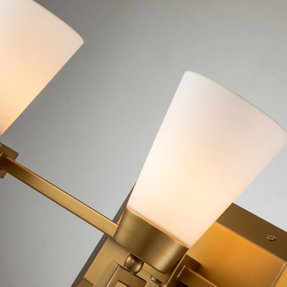 Lemuria 3 Light Bath Bar in Lacquered Gold. Picture 3