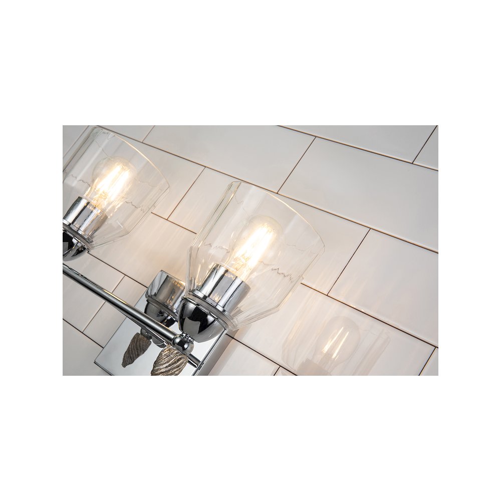 Felice 2 Light Vanity Light In Polished Chrome With Silver Accents. Picture 3
