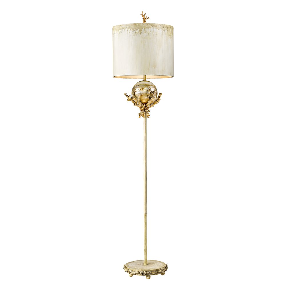 Trellis Off-White and Bronze Floor Lamp Traditional Outdoor Inspired Décor. Picture 1
