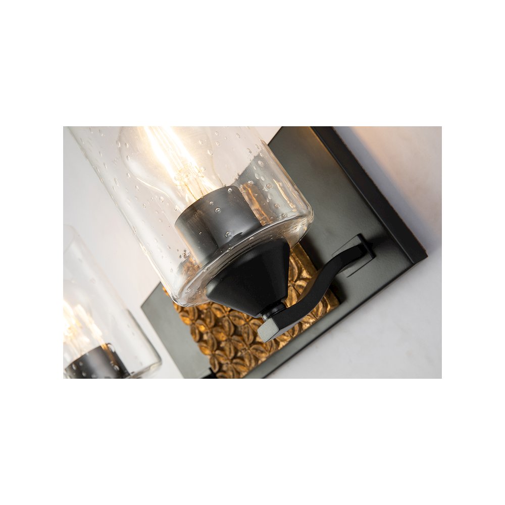 Arcadia 2 Light Bath Vanity in Matte Black and Gold. Picture 2
