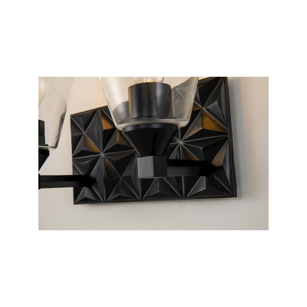 Alpha 2 Light Vanity Light With Glass in Matte Black. Picture 4