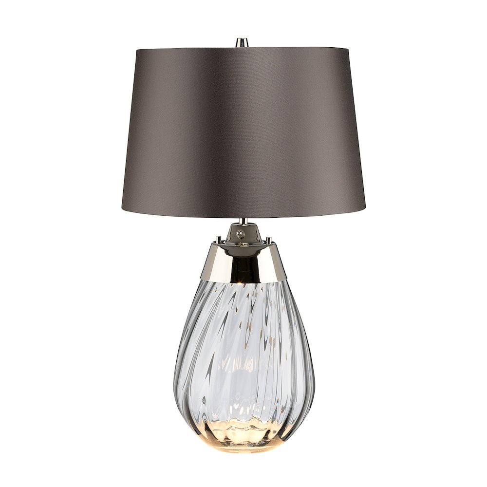 Small Lena Table Lamp in Smoke with Brown Shade. Picture 1