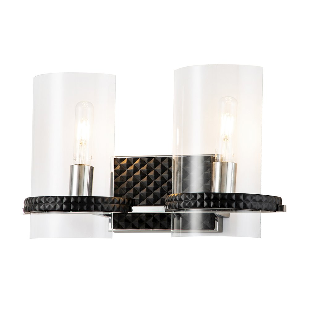 Mazant 2 Light Bath Bar in Black and Chrome. Picture 1