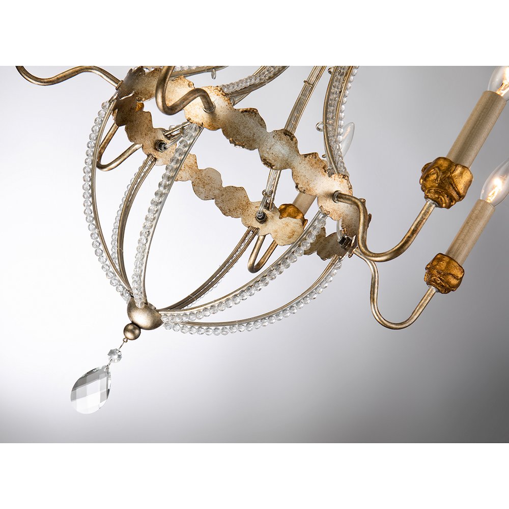 Louis 6 Light Gold and Silver Empire Chandelier. Picture 3