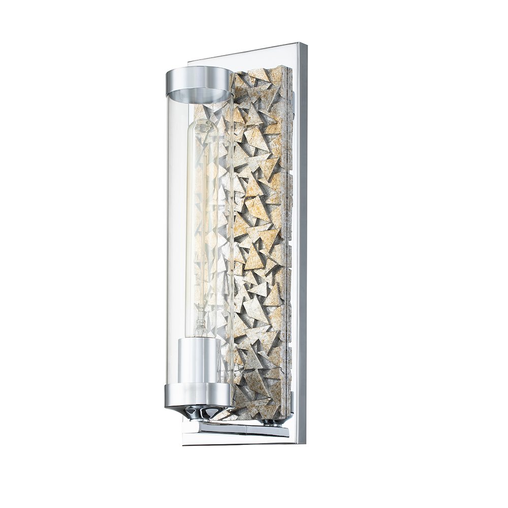 Elysian 1 Light Sconce in Polished Chrome and Silver Leaf. Picture 2