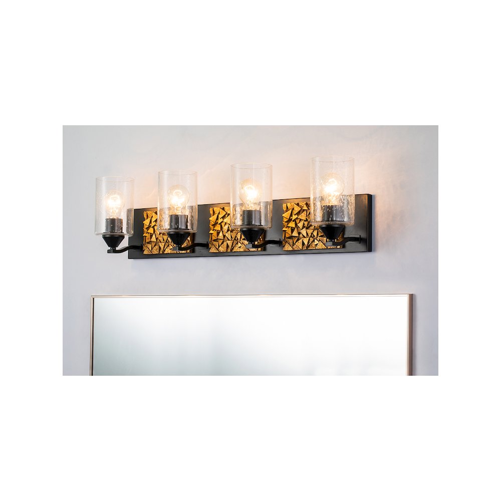 Bocage 4 Light Bath Bar In Matte Black And Gold. Picture 2