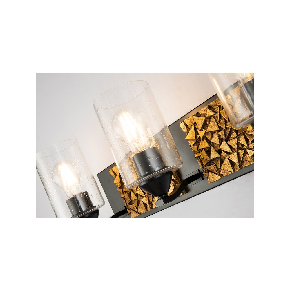 Bocage 3 Light Bath Bar In Matte Black And Gold. Picture 2