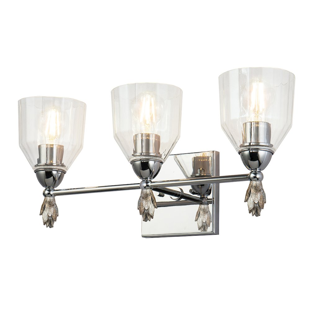 Felice 3 Light Vanity Light In Polished Chrome With Silver Accents. Picture 1