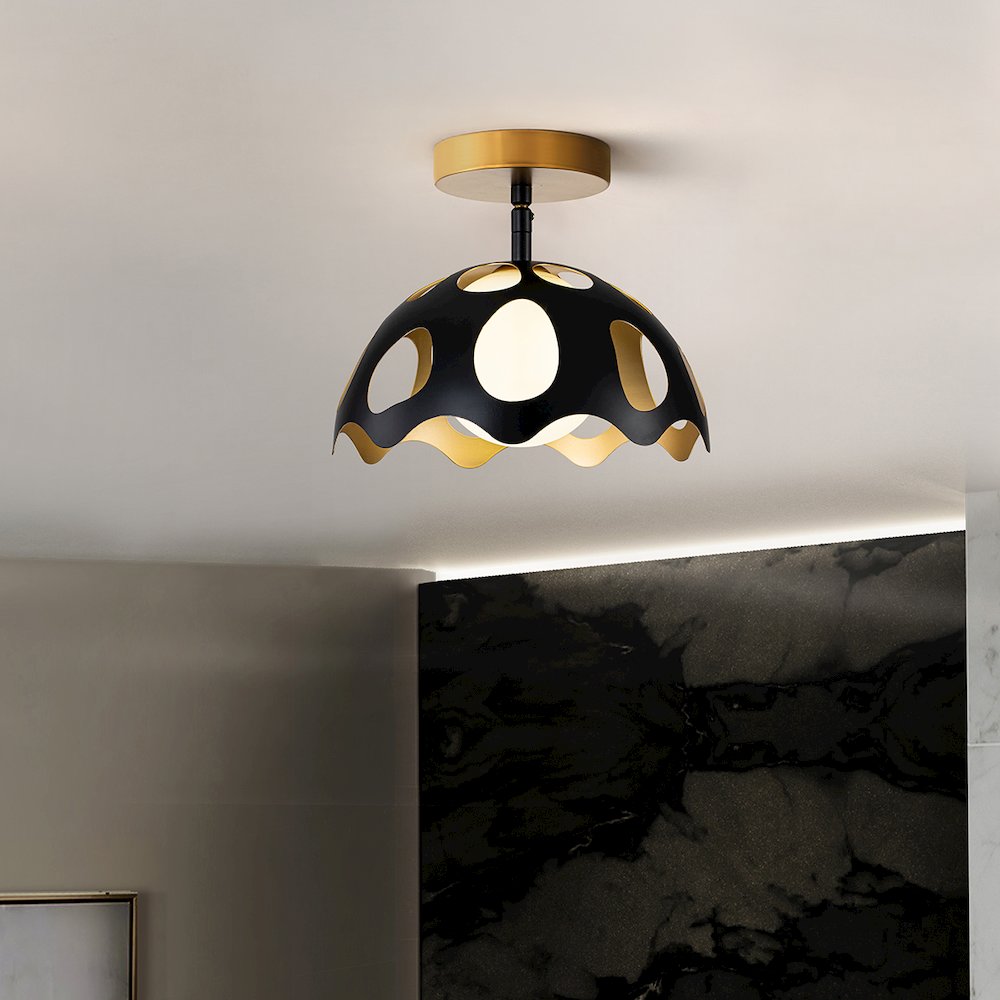 Pebbles 10" Mini Pendant in Black. Picture 7