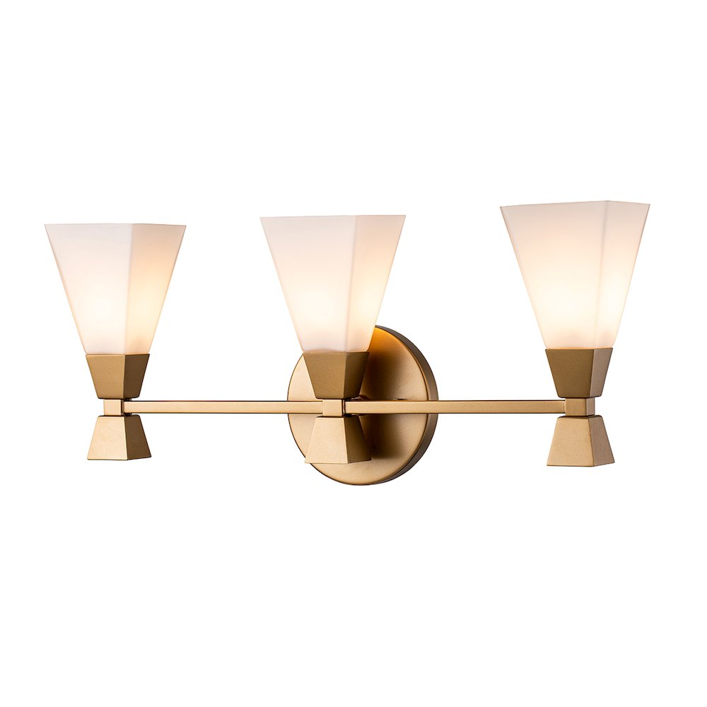 Bowtie 3 Light Bath Bar in Lacquered Gold. Picture 1