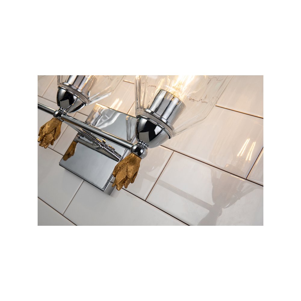 Felice 3 Light Vanity Light In Polished Chrome With Gold Accents. Picture 4