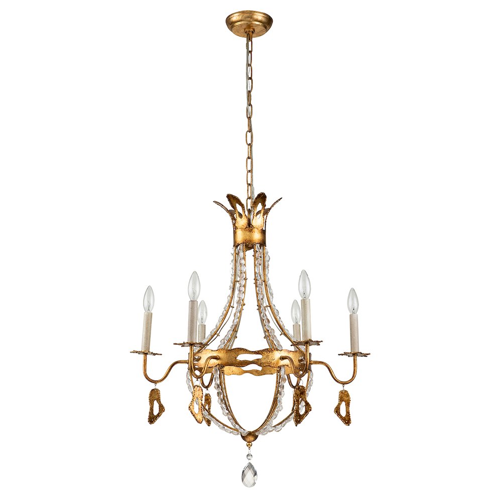 Monteleone 6 Light Chandelier in Antique Gold. Picture 2