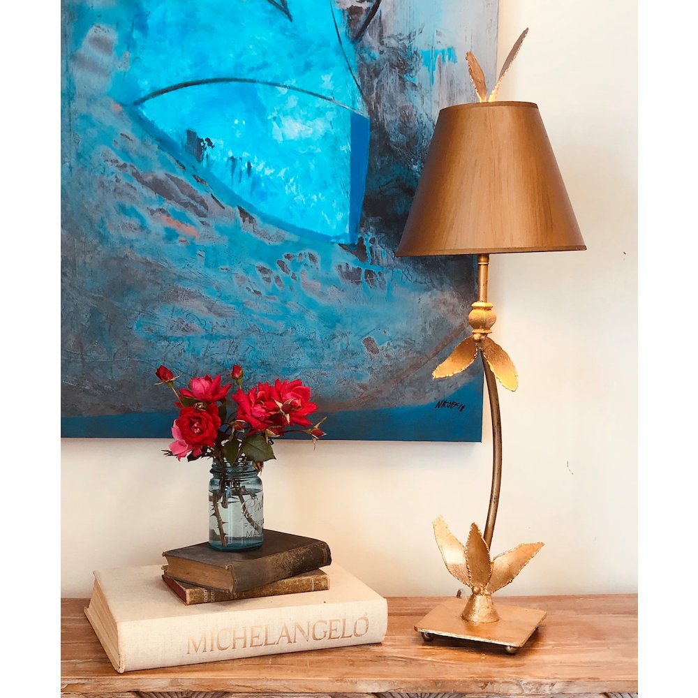 Red Bell Gold Buffet Table Lamp. Picture 2