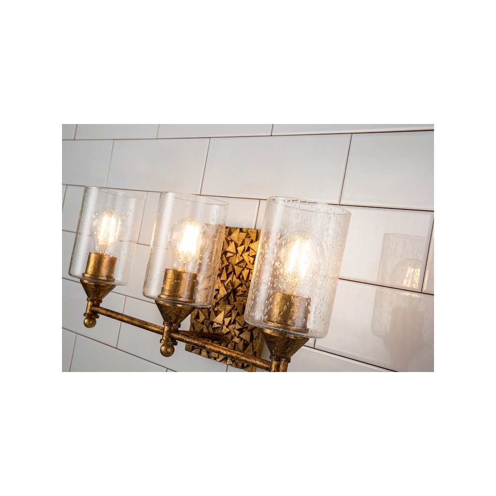 Mosaic 3-Light Vanity Light In Antique Gold. Picture 2