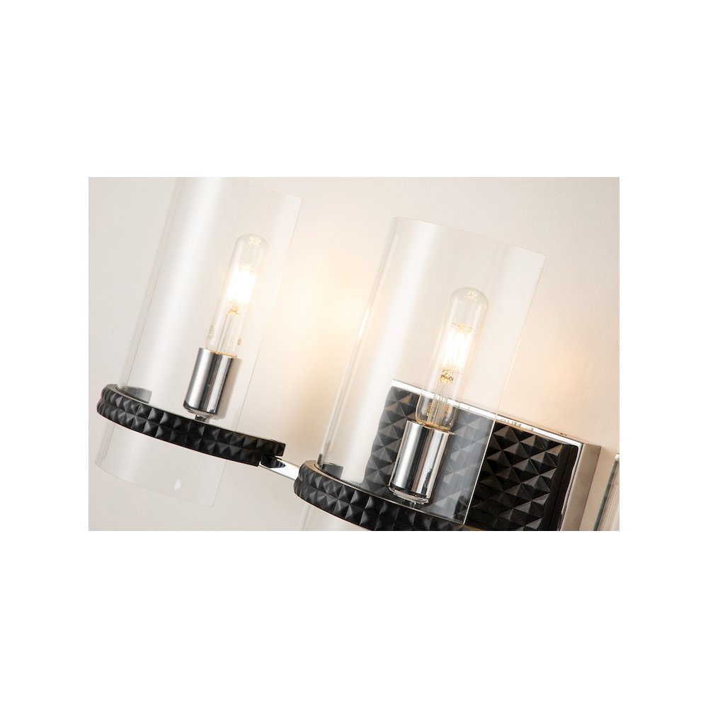 Mazant 3 Light Bath Bar in Black and Chrome. Picture 4