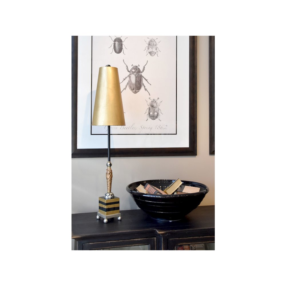 Lucas McKearn Noma Luxe Buffet Table Lamp Black & Gold Stripes. Picture 2