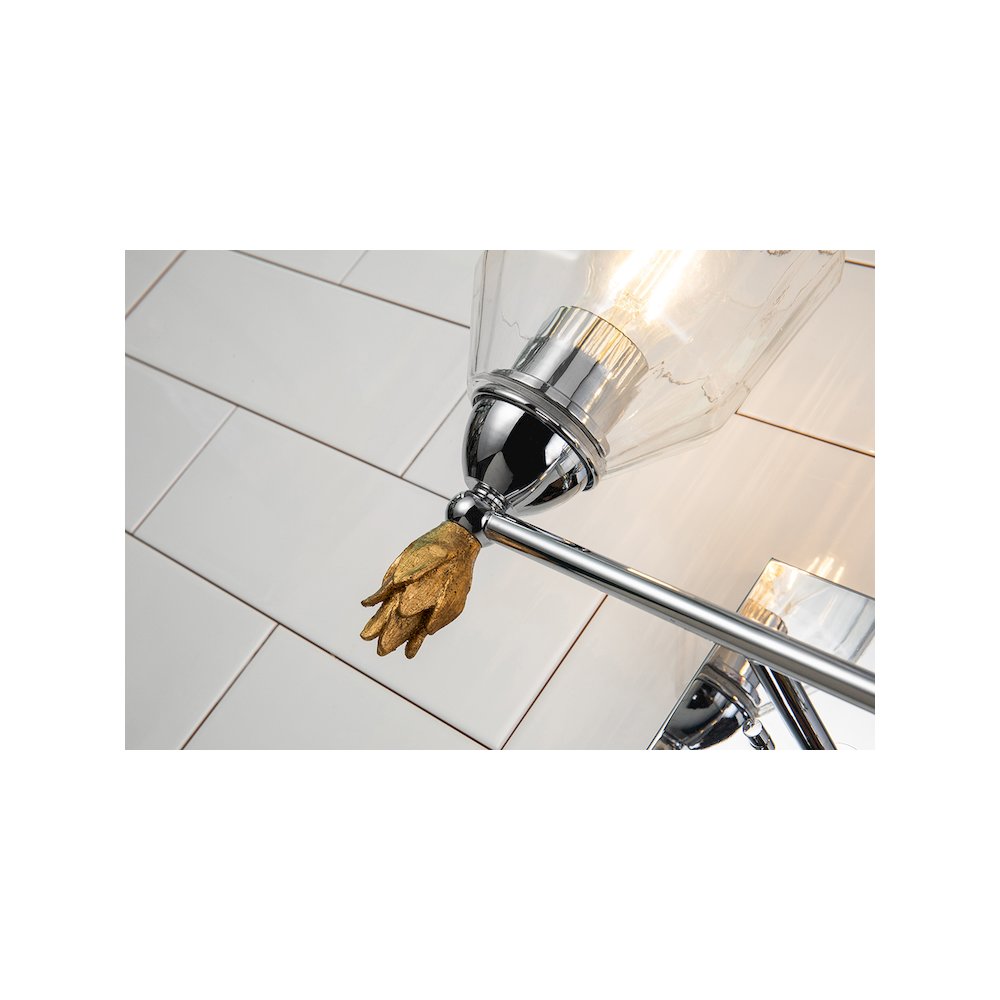 Felice 2 Light Vanity Light In Polished Chrome With Gold Accents. Picture 4