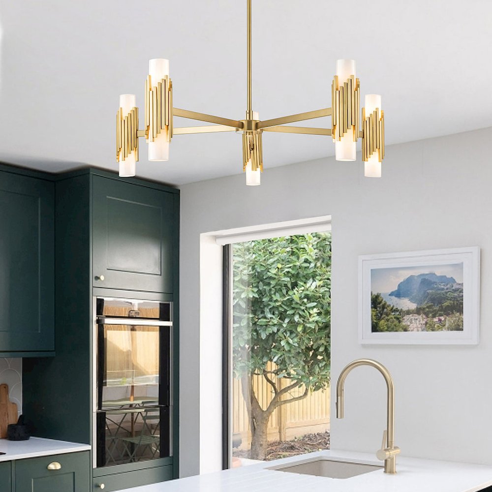 Marvel 10 Light Pendant Aged Brass. Picture 3