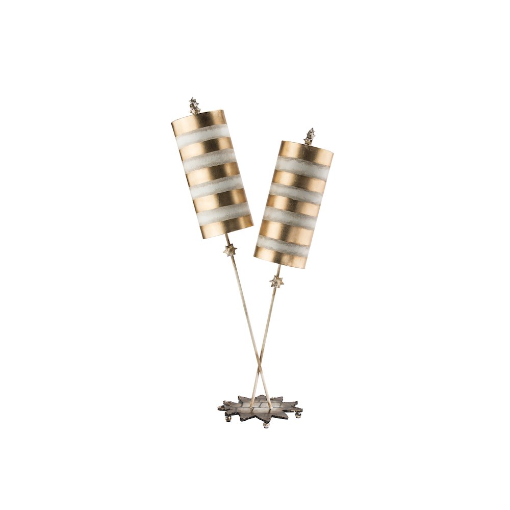 Nettle Luxe Gold 2-light Double Buffet Table Lamp Distressed Mixed Finish. Picture 1