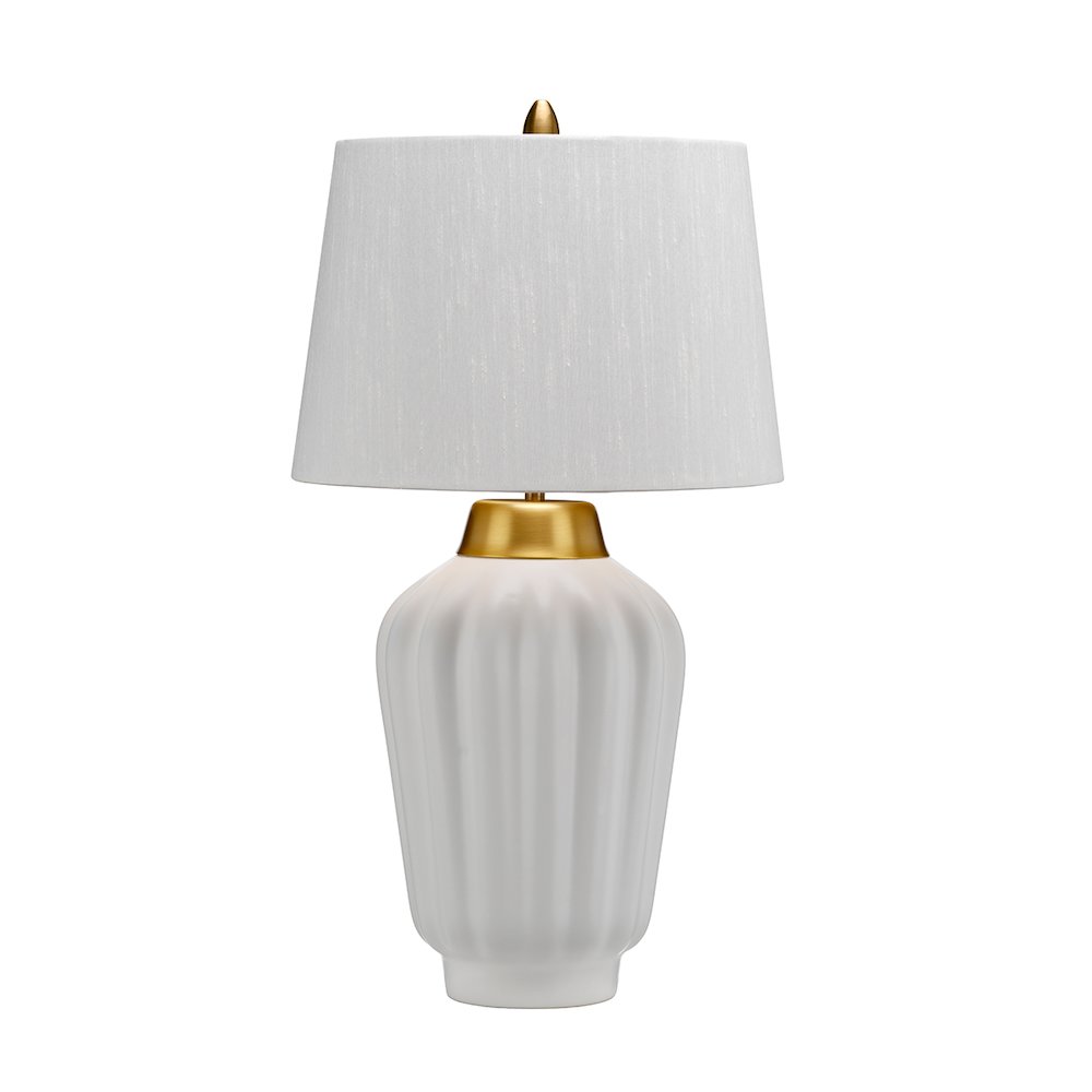 Bexley Table Lamp in White and Brushed Brass. Picture 1