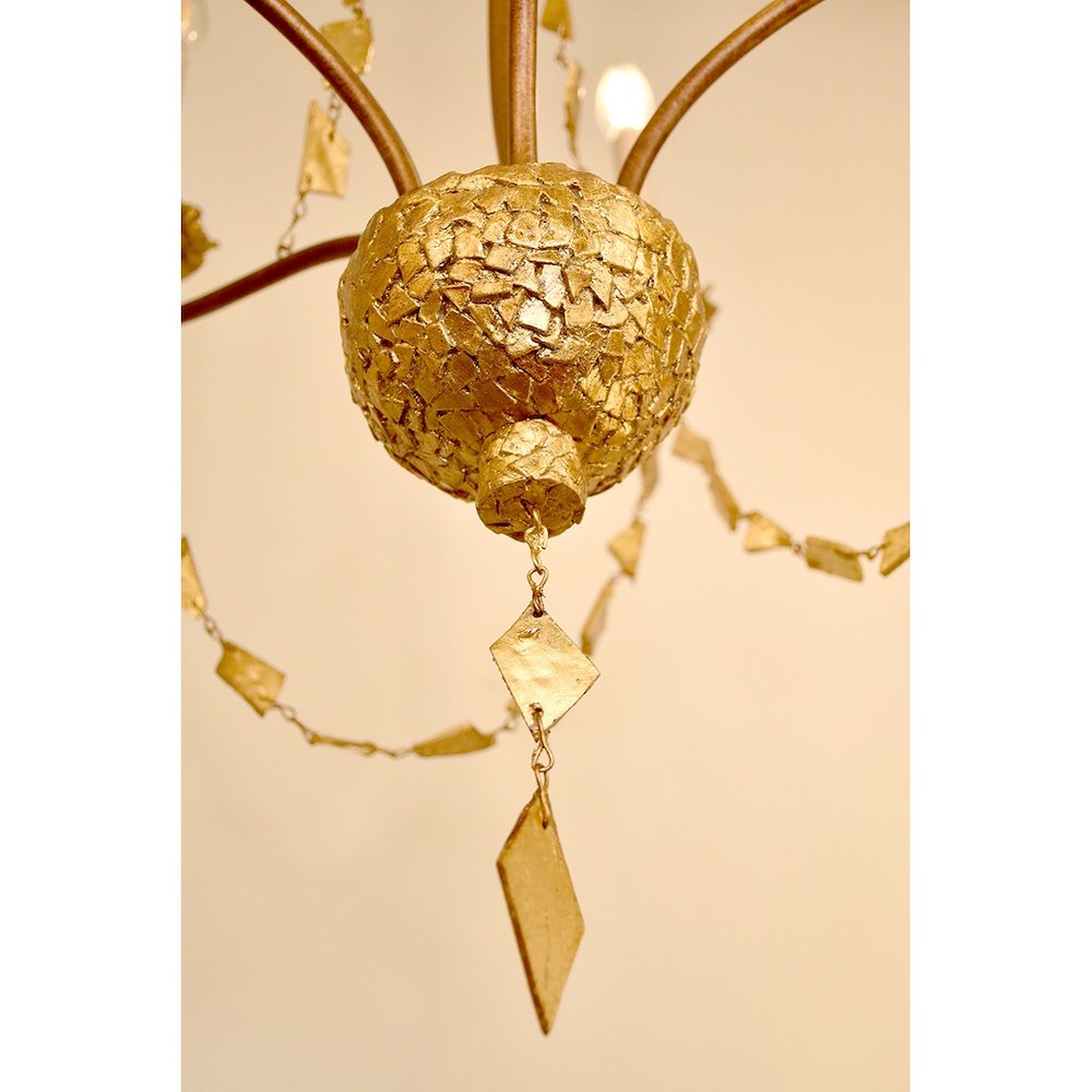 Mosaic 5 Light mini chandelier in Antique Gold. Picture 2